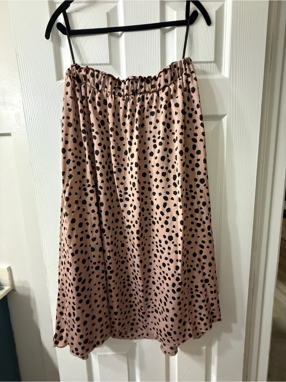 SHEIN Pink Midi Skirt with Black Spot Print